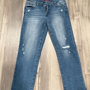 Guess Blue Distressed Straight Leg Jeans